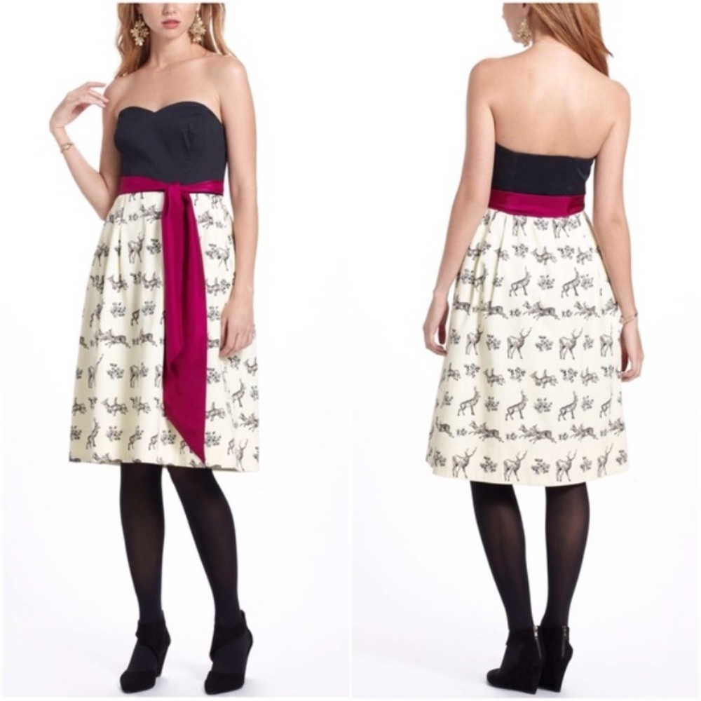 Anthropologie Conifer Herd Dress with Deer Print